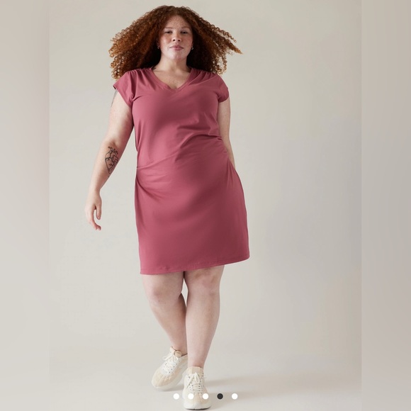 Athleta Effortless Tee Dress // Berry Rose - Picture 4 of 7